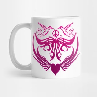 Butterfly wings, hummingbirds, pink Mug